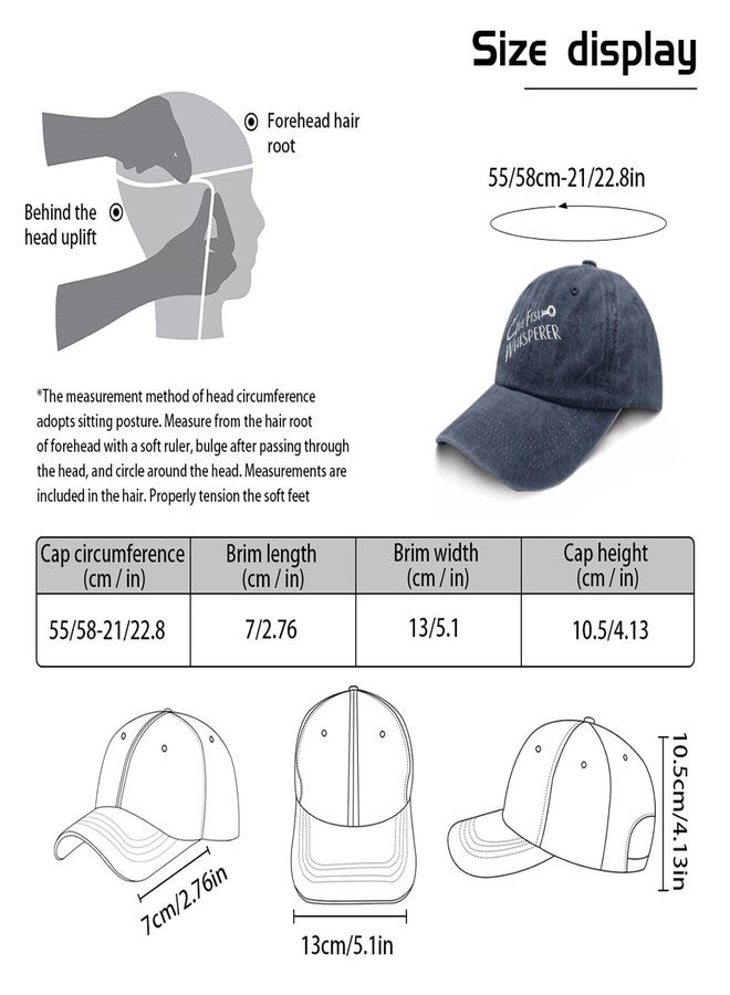 Paunook The Fish Whisperer Hat for Womens Aesthetic Embroidery Washed Distressed - Image 3